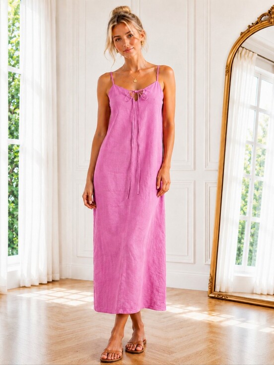 Universal Thread Dresses & Skirts - 🌸 Universal Thread | Linen Blend Tie Front Midi Dress | Size Small -Fully Lined